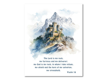 The Lord is my rock, my fortress and my deliverer (Psalm 18:2) Digital download printable art